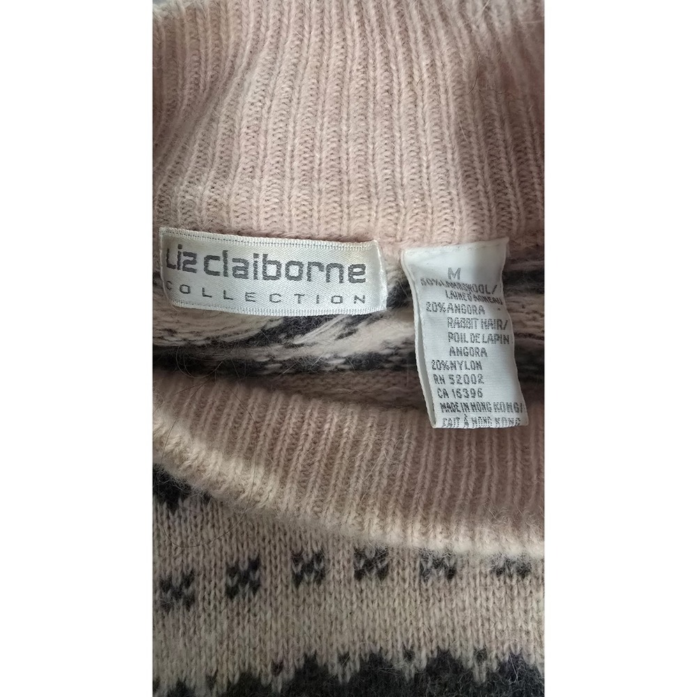 Vintage Liz Claiborne Sweater Sz Medium Preppy Lambswool Angora Striped Mom 90s - Picture 4 of 5